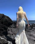 RASE LE SOL Ruffled Open-Waist Mermaid Dress