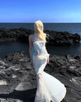 RASE LE SOL Ruffled Open-Waist Mermaid Dress
