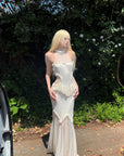 RASE LE SOL Ruffled Open-Waist Mermaid Dress