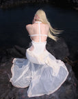 RASE LE SOL Ruffled Open-Waist Mermaid Dress