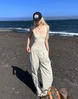 Rase le sol Gothic Letter Mesh Fitted Tank Top
