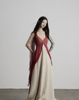 DOINDULGE V-Neck Sheer Layered Maxi Dress