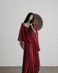 DOINDULGE Scarf Tie Cinched Cami Maxi Dress