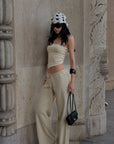 ROVENTE Open-Back Tube Top & Wide-Leg Pants Set