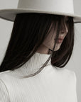 DOINDULGE Half Mock Neck Embroidered Ribbed Knit Top