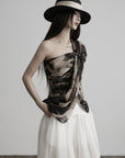 DOINDULGE One Shoulder Brushstroke Ruched Top
