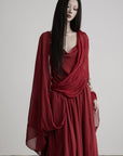 DOINDULGE Scarf Tie Cinched Cami Maxi Dress