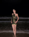 ROVENTE Open-Back Sequin Halter Mini Dress