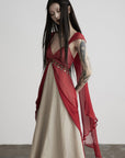 DOINDULGE V-Neck Sheer Layered Maxi Dress