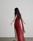 DOINDULGE V-Neck Sheer Layered Maxi Dress
