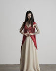 DOINDULGE V-Neck Sheer Layered Maxi Dress