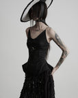 DOINDULGE PU V-Neck Peplum Corset Top