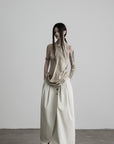 DOINDULGE High Waist Pleated Wrap Maxi Skirt