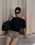 ROVENTE Beaded Open Back Draped Top