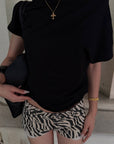ROVENTE Beaded Open Back Draped Top
