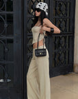 ROVENTE Open-Back Tube Top & Wide-Leg Pants Set