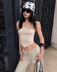 ROVENTE Open-Back Tube Top & Wide-Leg Pants Set