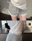 Rase le sol Raw-Edge Terry Cotton Rolled-Hem Shorts