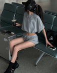 WARDEN EDGE Waffle Crop Tee & Drawstring Shorts Set