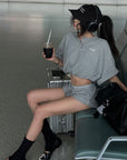 WARDEN EDGE Waffle Crop Tee & Drawstring Shorts Set