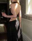 0122stepll Draped Halter Lace-Up Top