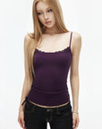IAMXIAA Soft Stretch Lace Detail Fitted Cami Top