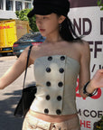 Hydrae Double-Breasted Strapless Corset Tube Top