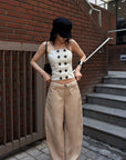 Hydrae Low-Rise Belt Detail Relaxed Wide-Leg Pants