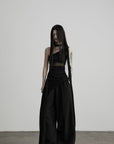 DOINDULGE One-Shoulder Sheer Draped Mini Dress