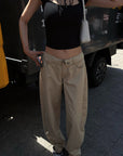 Hydrae Low-Rise Belt Detail Relaxed Wide-Leg Pants