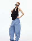 IAMXIAA バックレスドレープハルターニットトップ