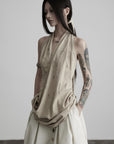 DOINDULGE Halter Neck Draped Tank Top