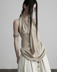 DOINDULGE Halter Neck Draped Tank Top