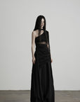 DOINDULGE One-Shoulder Sheer Draped Mini Dress