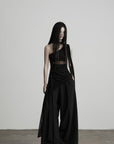 DOINDULGE One-Shoulder Sheer Draped Mini Dress
