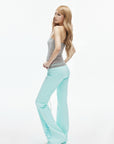 IAMXIAA Mint Script Logo Low-Rise Flared Pants