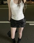 Rase le sol Ribbed Racerback Graphic Tank Top