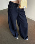 Rase le sol Pantalon en denim à jambe large sculptée