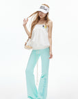 IAMXIAA Mint Script Logo Low-Rise Flared Pants