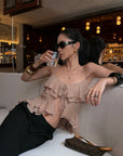 ROVENTE Blush Ruffle Tie Cami Top