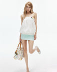 IAMXIAA Mint Ruched Micro Mini Skirt