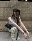Rase le sol Color-Block Patchwork Wide-Leg Denim Pants