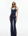 IAMXIAA Y2K Backless Halter Top & Low Rise Ruched Flare Pants Set