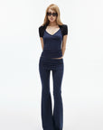 IAMXIAA Y2K Backless Halter Top & Low Rise Ruched Flare Pants Set