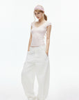 IAMXIAA Adjustable Hem Balloon Wide-Leg Pants