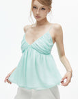 IAMXIAA Mint Chiffon Ruched Babydoll Cami Top