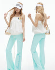 IAMXIAA Mint Script Logo Low-Rise Flared Pants
