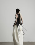DOINDULGE One-Shoulder Asymmetric Sculptural Corset Top