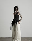 DOINDULGE High Waist Pleated Wrap Maxi Skirt