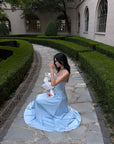 ROVENTE Lace-Up Satin Maxi Dress